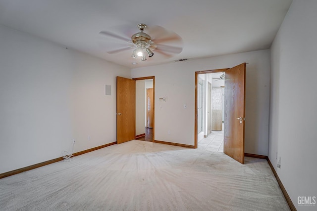 unfurnished bedroom with ceiling fan