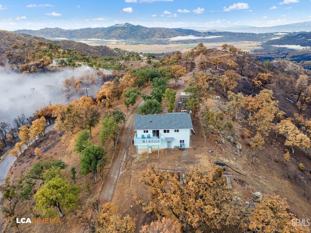 aerial view with a mountain view