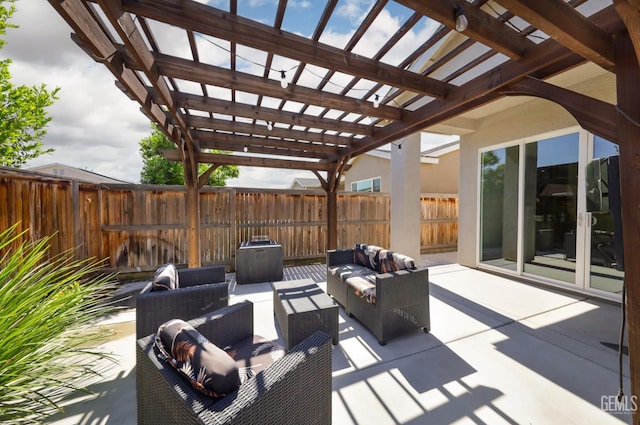 9108 Manor Forest Ln, Shafter, CA 93263 - view of patio / terrace featuring a pergola and an outdoor living space