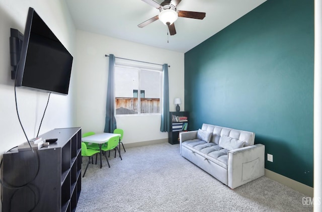 9108 Manor Forest Ln, Shafter, CA 93263 - sitting room featuring carpet floors and ceiling fan