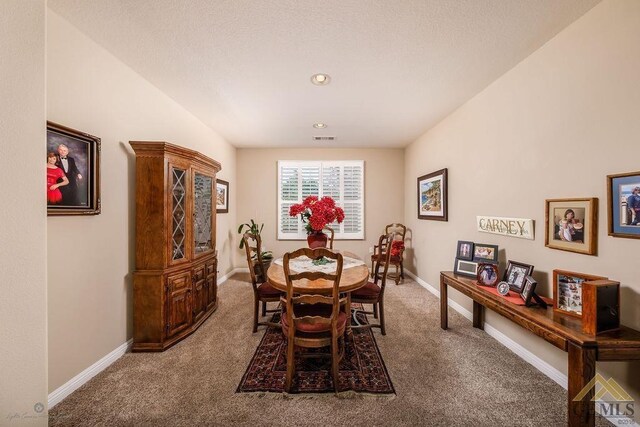 dining room featuring carpet flooring