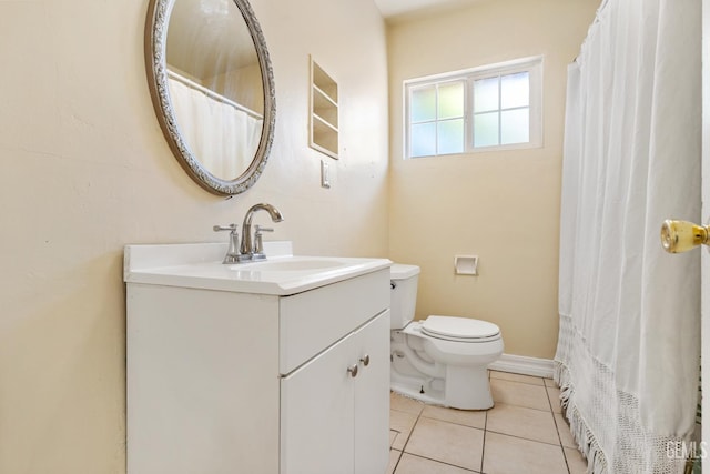 10801 Santa Clara St, Lamont, CA 93241 - full bath with toilet, vanity, tile patterned flooring, and a shower with curtain
