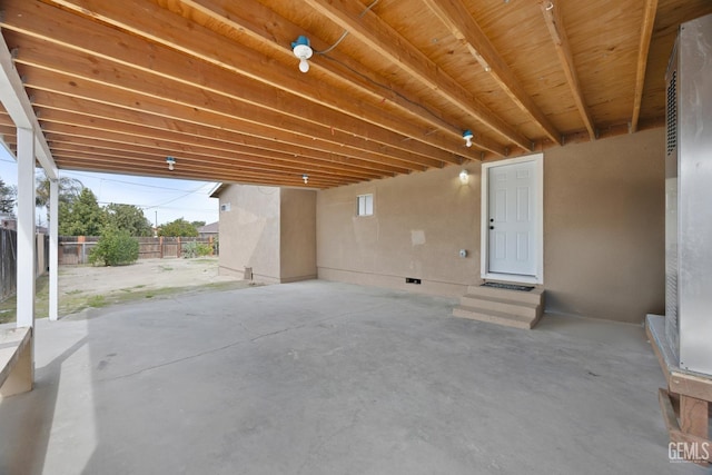 view of patio / terrace with entry steps and fence