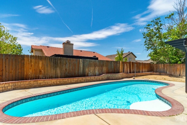 view of pool featuring a fenced in pool and a fenced backyard