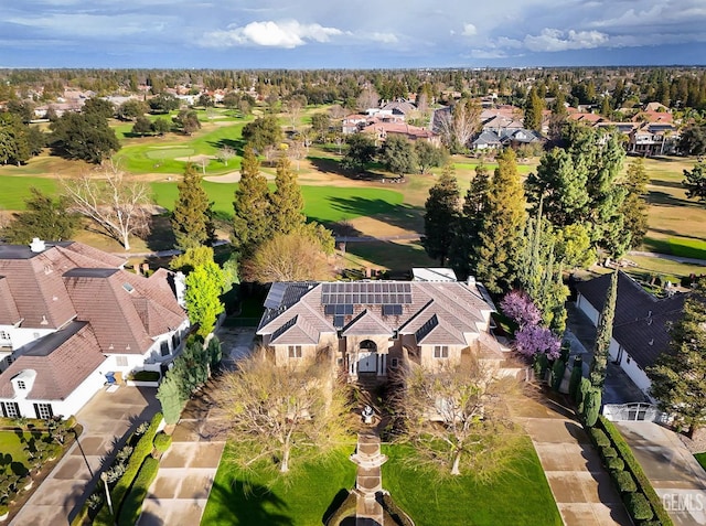 bird's eye view featuring a residential view and golf course view