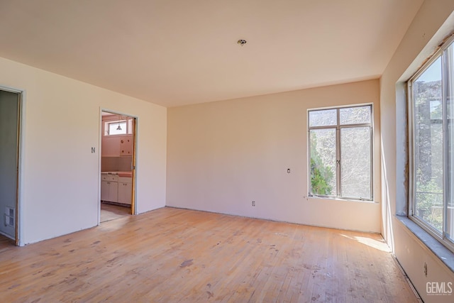 spare room featuring light hardwood / wood-style flooring