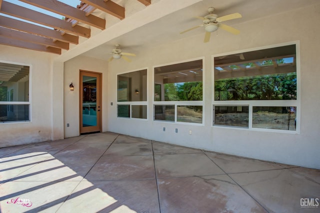 10102 Lace Cascade Ct, Bakersfield, CA 93311 - view of patio / terrace featuring ceiling fan and a pergola