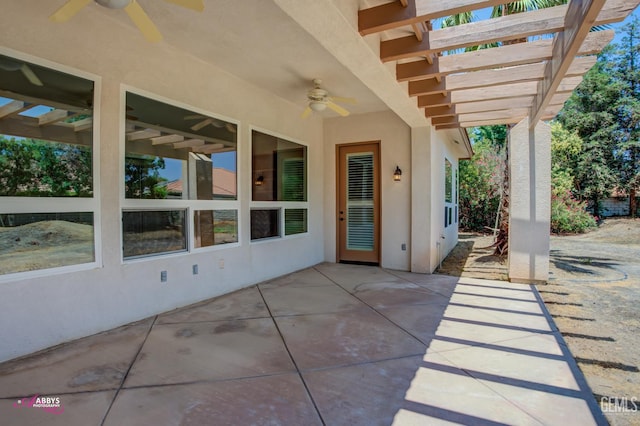 10102 Lace Cascade Ct, Bakersfield, CA 93311 - view of patio featuring ceiling fan and a pergola