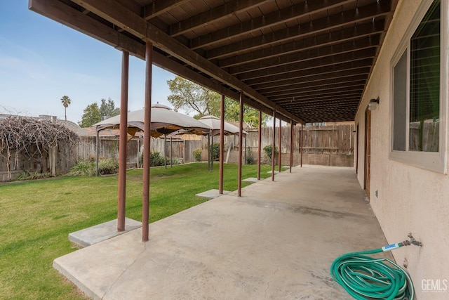 view of patio featuring a fenced backyard