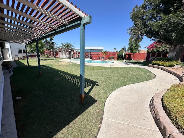 4049 Liz Dr, Bakersfield, CA 93312 - fenced backyard with a pergola and a storage unit