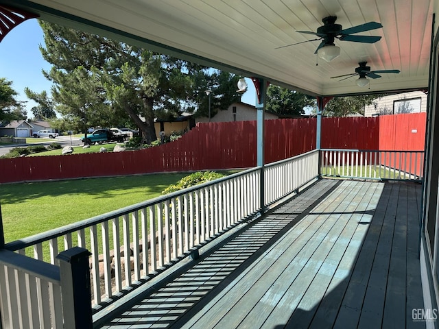 4049 Liz Dr, Bakersfield, CA 93312 - wooden terrace featuring ceiling fan