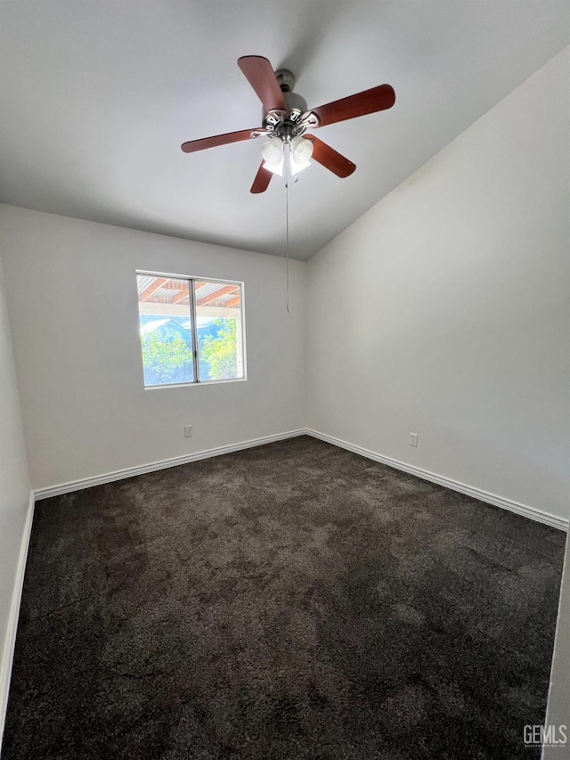 107 Coverdale Ct, Bakersfield, CA 93307 - unfurnished room with dark colored carpet, ceiling fan, and lofted ceiling