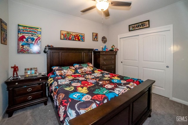 8414 Kowa St, Bakersfield, CA 93314 - carpeted bedroom with a closet and a ceiling fan