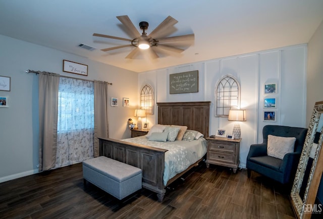 8414 Kowa St, Bakersfield, CA 93314 - bedroom with dark wood finished floors and a ceiling fan