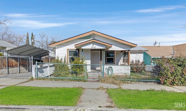 bungalow with a carport and a porch