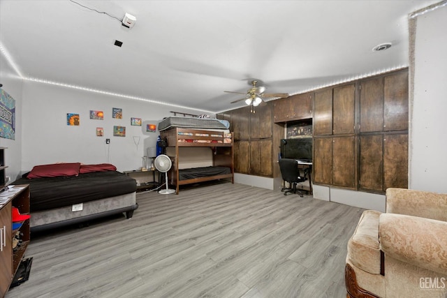 bedroom with light wood-style floors