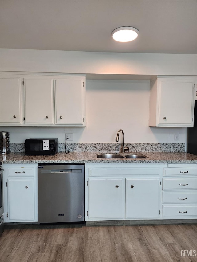5812 Appletree Ln, Bakersfield, CA 93309 - kitchen featuring dishwasher, white cabinetry, and a sink