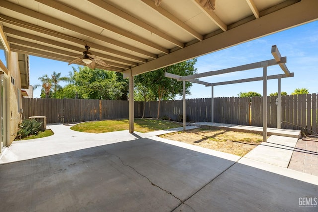 10415 Olympia Fields Dr, Bakersfield, CA 93312 - view of patio / terrace featuring a ceiling fan and central air condition unit