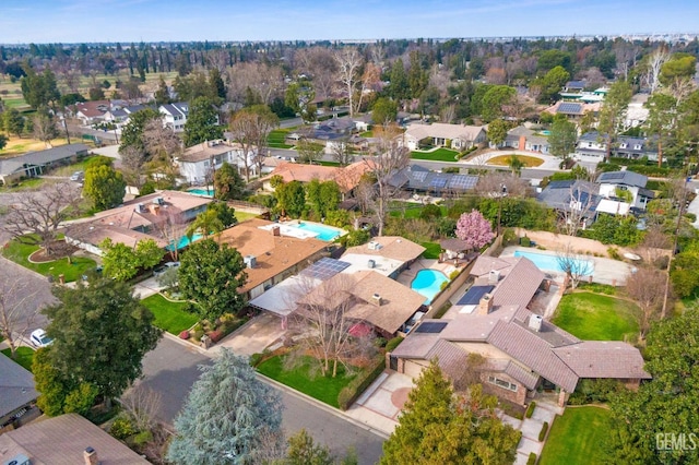 drone / aerial view with a residential view