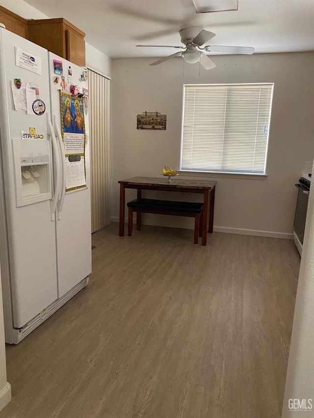 6208 Stonegate Dr, Bakersfield, CA 93306 - dining space with a ceiling fan and light wood finished floors