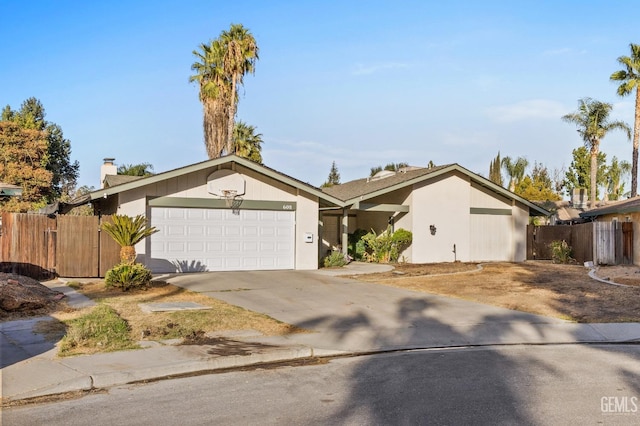 ranch-style home with a garage