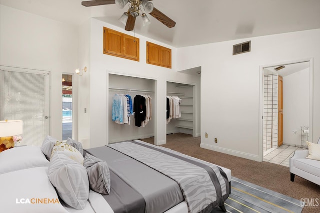 11906 Christy Ave, Bakersfield, CA 93312 - bedroom with light colored carpet, multiple closets, and ensuite bathroom
