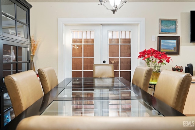 dining area featuring french doors