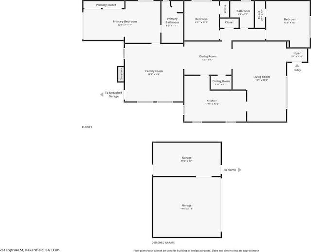 2613 Spruce St, Bakersfield, CA 93301 - floor plan / room layout