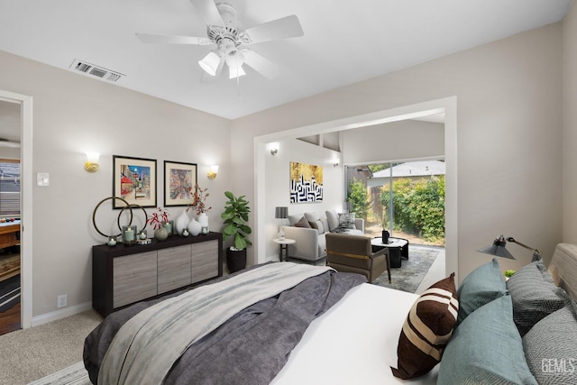 2613 Spruce St, Bakersfield, CA 93301 - bedroom featuring carpet, baseboards, and ceiling fan