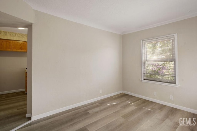 unfurnished room with light wood-type flooring