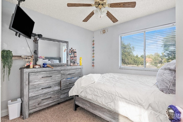 5104 Silver Crossing St, Bakersfield, CA 93313 - bedroom with a textured ceiling, carpet, and ceiling fan