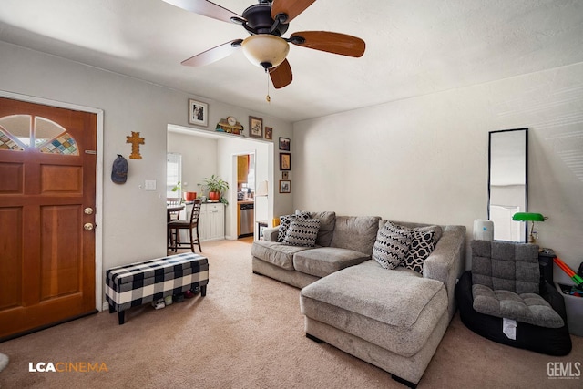 2209 Barnett St, Bakersfield, CA 93308 - living room with carpet flooring and ceiling fan