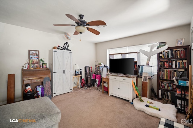 2209 Barnett St, Bakersfield, CA 93308 - playroom with ceiling fan and light carpet