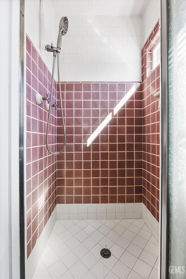 bathroom featuring a tile shower