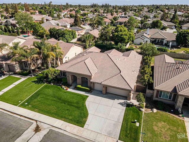 aerial view with a residential view