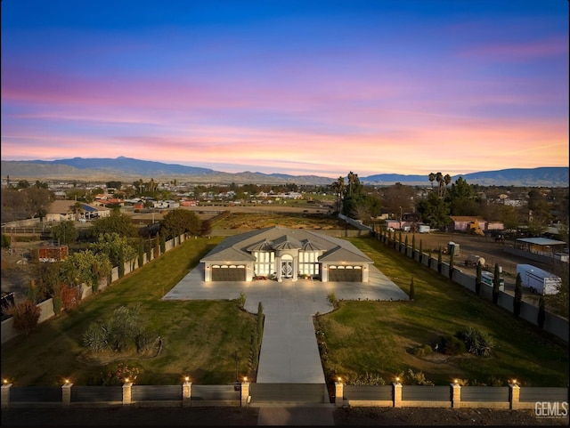 drone / aerial view featuring a mountain view