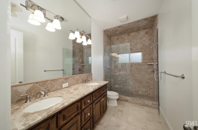 12603 Clay Creek Ct, Bakersfield, CA 93312 - full bathroom featuring double vanity, a shower stall, and tile patterned floors