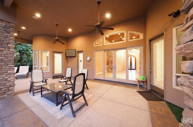 12603 Clay Creek Ct, Bakersfield, CA 93312 - view of patio with ceiling fan and french doors