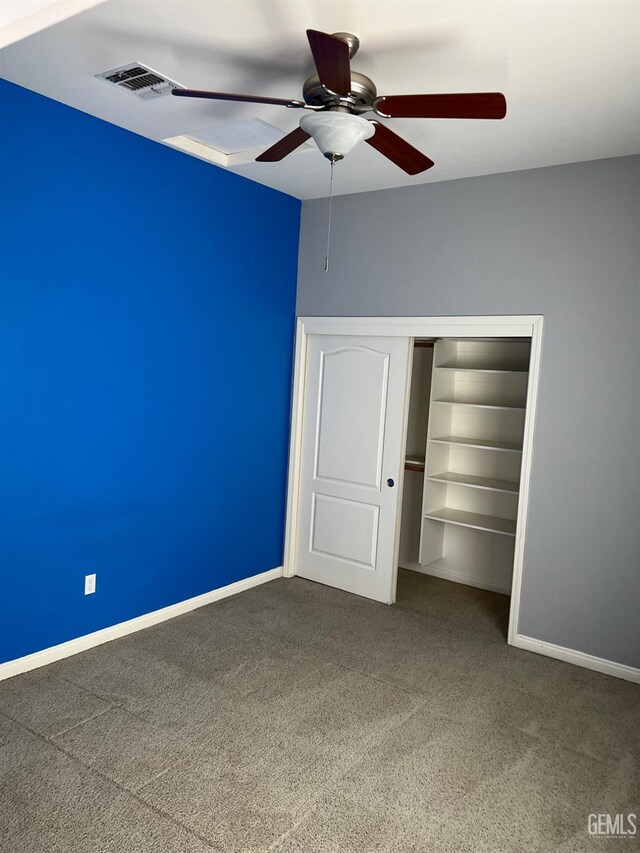 5322 Windriver Dr, Bakersfield, CA 93312 - unfurnished bedroom with carpet floors, a closet, and a ceiling fan