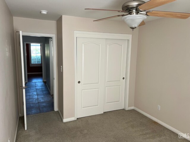 5322 Windriver Dr, Bakersfield, CA 93312 - unfurnished bedroom with a closet, carpet flooring, and ceiling fan