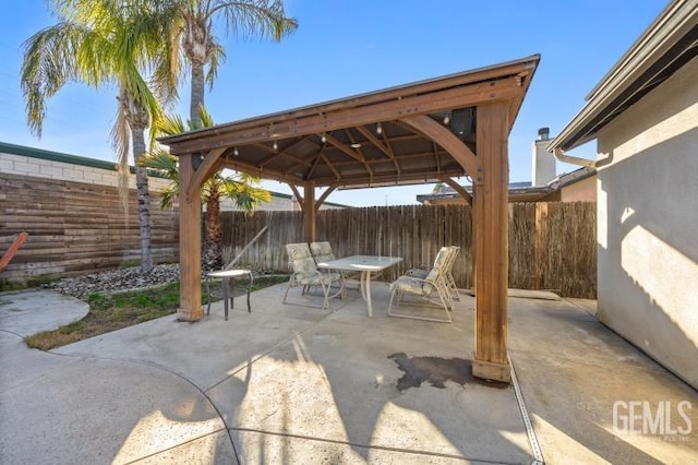 view of patio / terrace featuring a gazebo