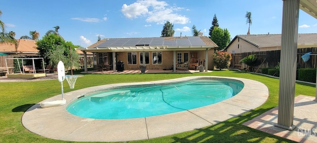 5308 Benevento Ct, Bakersfield, CA 93308 - view of pool with a fenced in pool, a lawn, a patio, and a fenced backyard