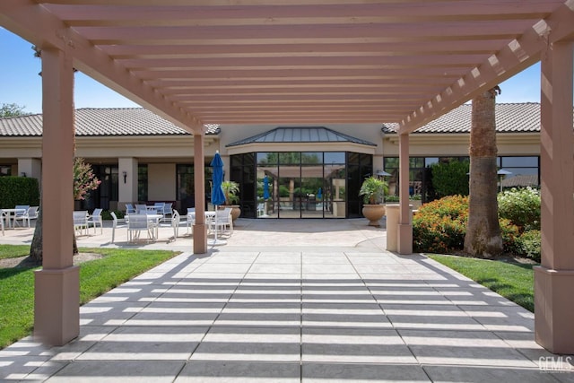 view of patio with a gazebo and a pergola