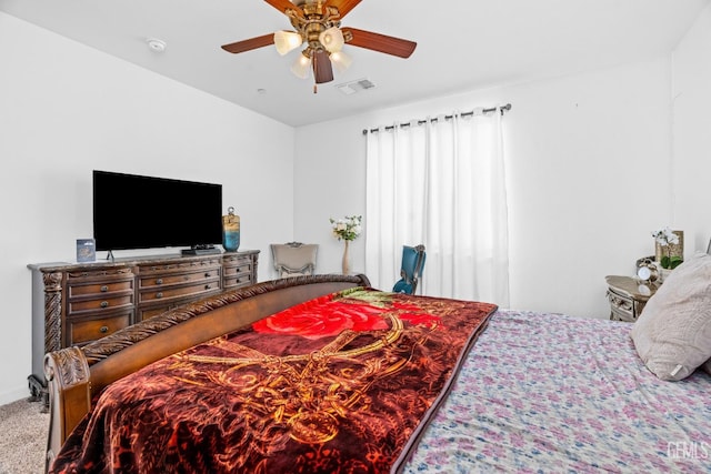 7900 Linden Tree Ave, Bakersfield, CA 93313 - bedroom featuring ceiling fan, carpet flooring, and visible vents