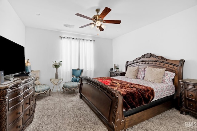 7900 Linden Tree Ave, Bakersfield, CA 93313 - bedroom featuring visible vents, carpet flooring, and a ceiling fan