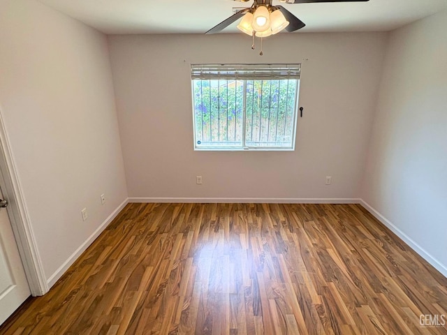 9057 Mackenzie Ct, Bakersfield, CA 93306 - empty room featuring ceiling fan, wood finished floors, and baseboards