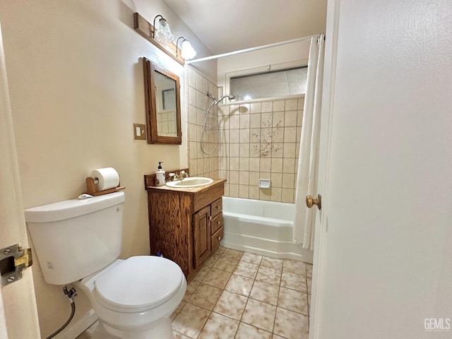 615 Cypress St, Bakersfield, CA 93304 - bathroom featuring tile patterned flooring, toilet, vanity, and shower / bath combo with shower curtain