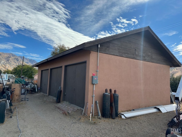 garage with a mountain view