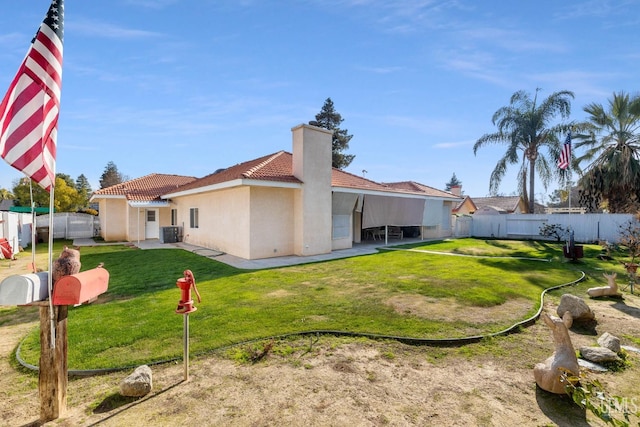 view of yard featuring a fenced backyard and central air condition unit