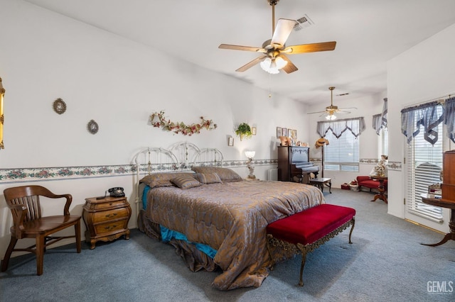 carpeted bedroom with visible vents